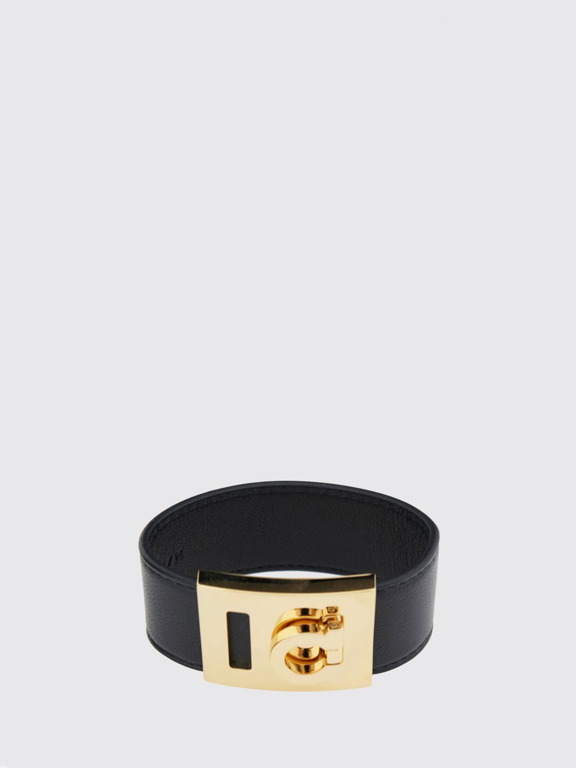 FERRAGAMO Bracciale in pelle di agnello e ottone con dettaglio logo