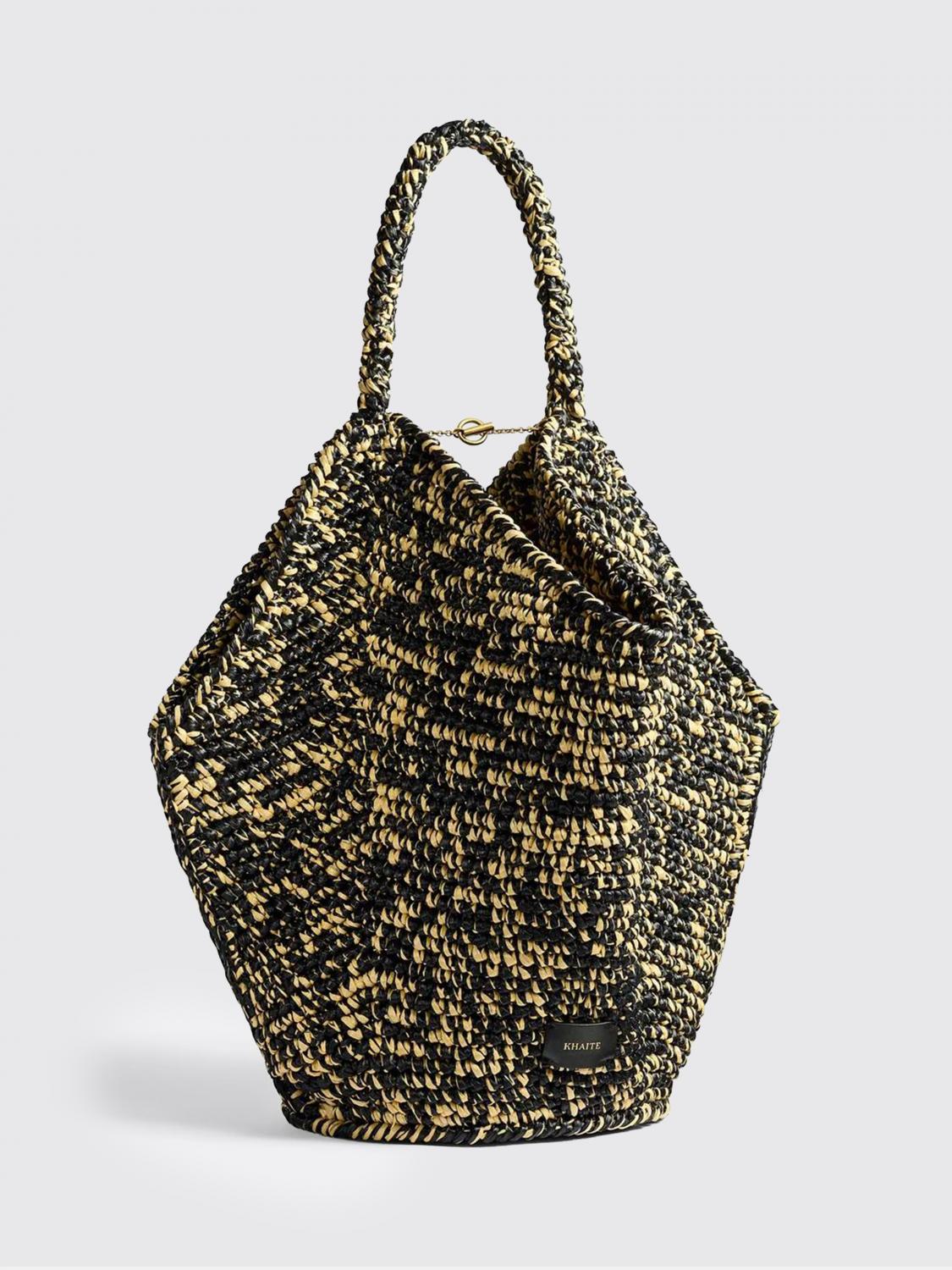 KHAITE Lotus Crochet Raffia Shoulder Bag with Internal Pouch