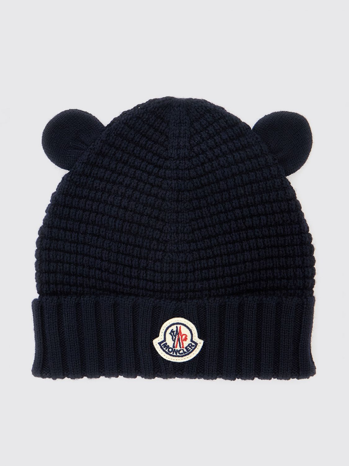 MONCLER Jungen-Beanie aus Schurwolle mit Logo-Patch und geripptem Umschlag