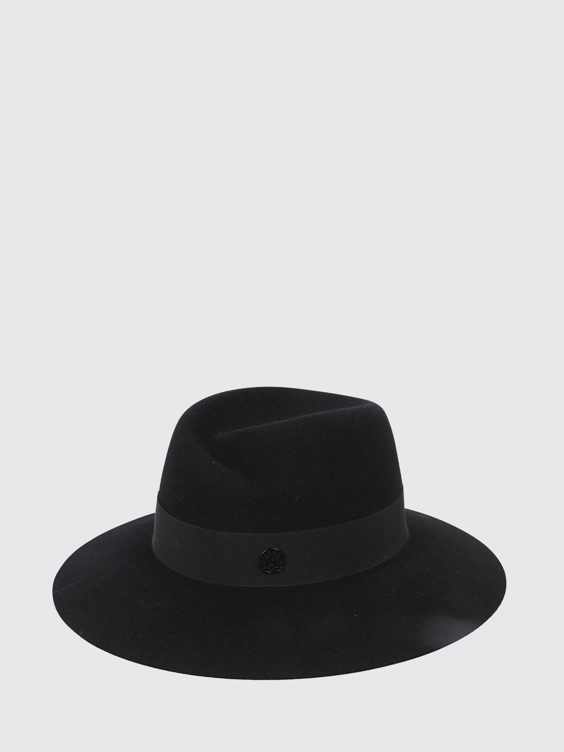 Maison Michel Virginie Wide-Brim Rabbit Felt Hat with Logo Detail