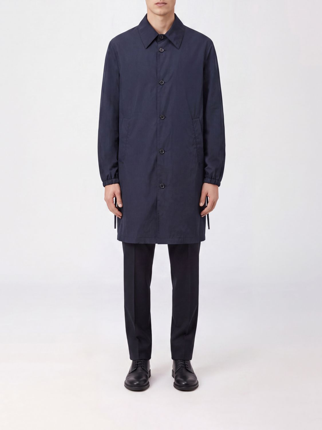 WOOYOUNGMI Water-Repellent Polyester Trench Coat with Elasticated Cuffs