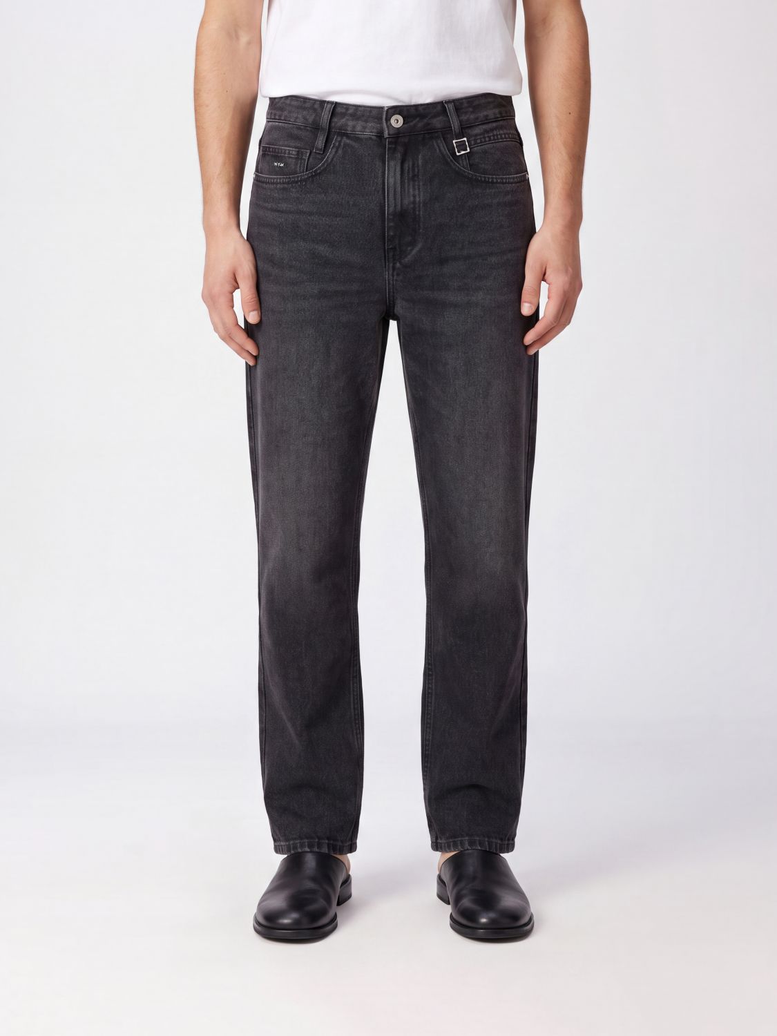 Wooyoungmi Straight-Fit 5-Pocket Jeans in Black Cotton Denim