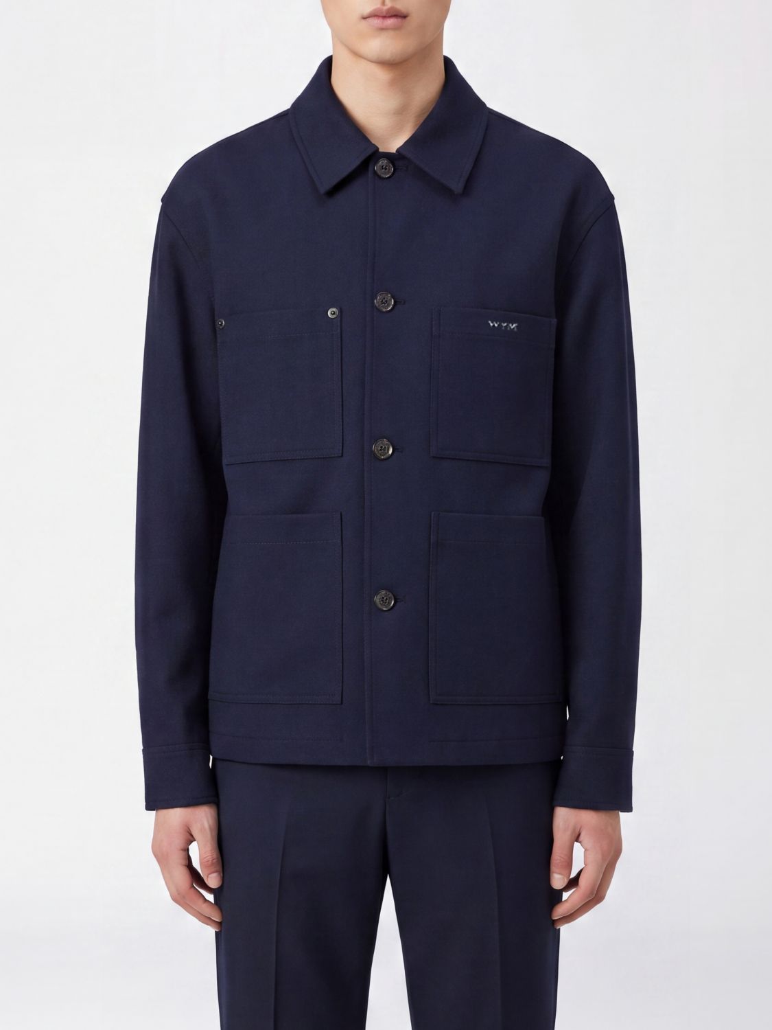 WOOYOUNGMI Single-Breasted Short Coat in Pure Wool with Patch Pockets