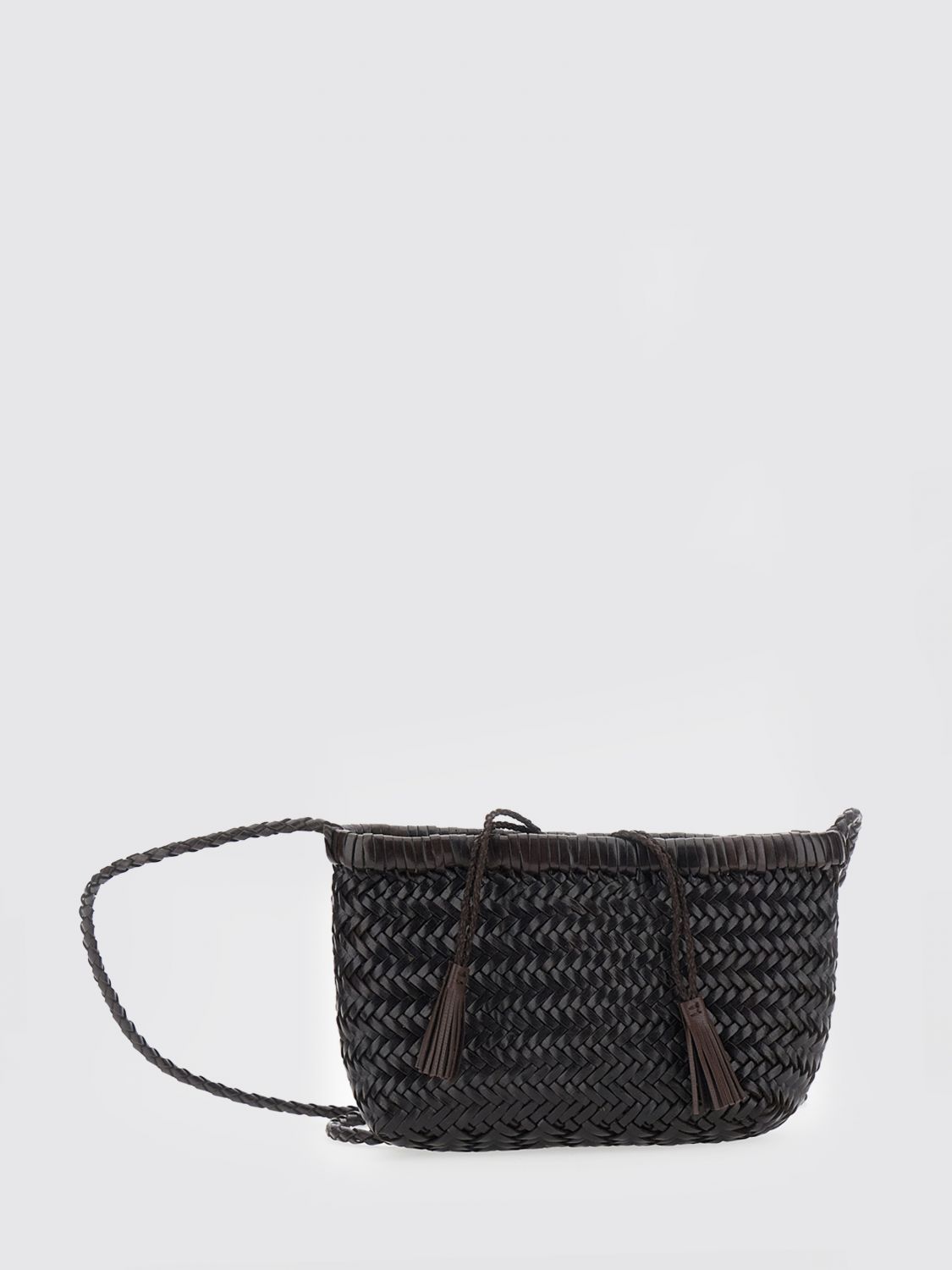 DRAGON DIFFUSION Minsu Woven Leather Mini Crossbody Bag with Tie Fastening