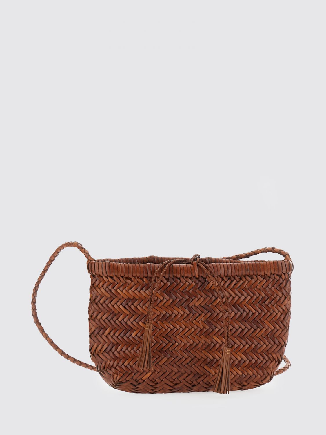DRAGON DIFFUSION Minsu Woven Leather Mini Crossbody Bag with Tie Fastening