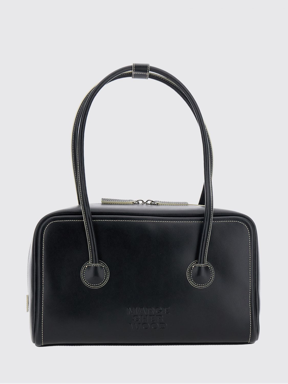 MARGE SHERWOOD Boston Leather Shoulder Bag with Double Handle