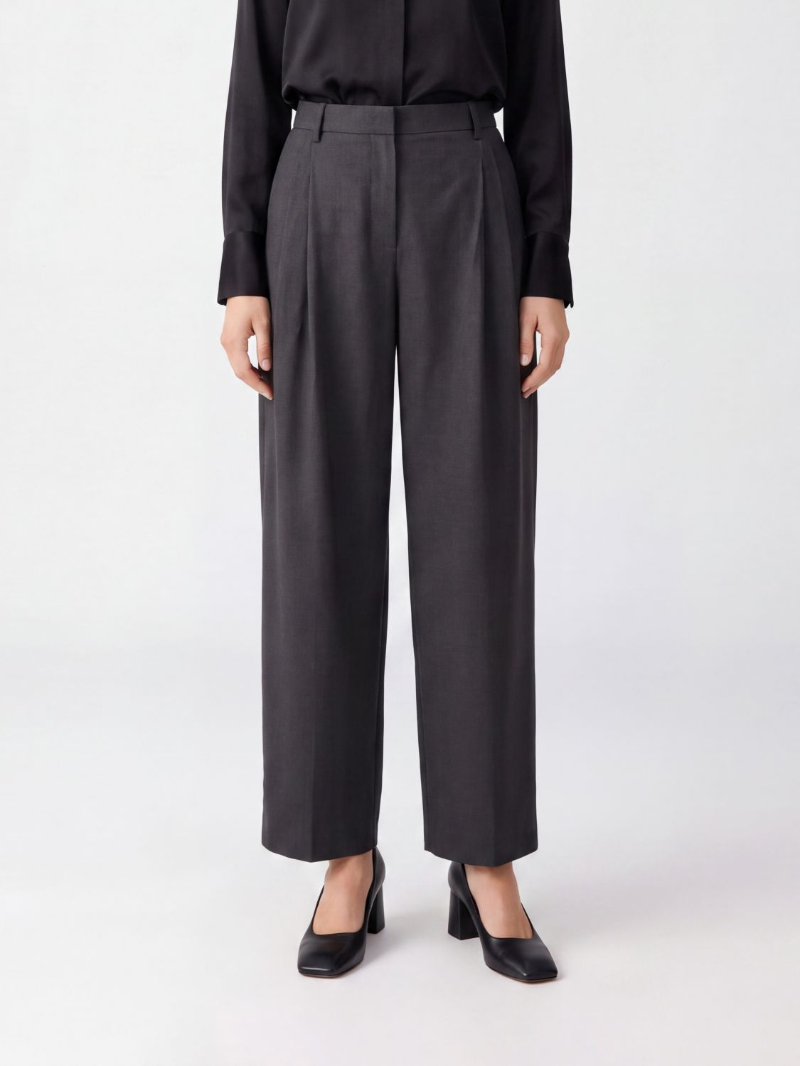 Max Mara High-Waisted Wool Wide-Leg Tailored Trousers · 46