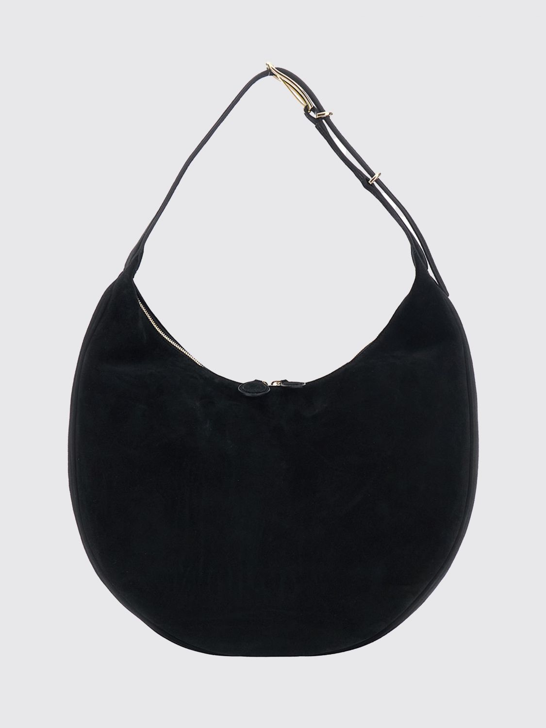 LIFFNER Moon Suede Calfskin Hobo Bag with Double Zip Closure