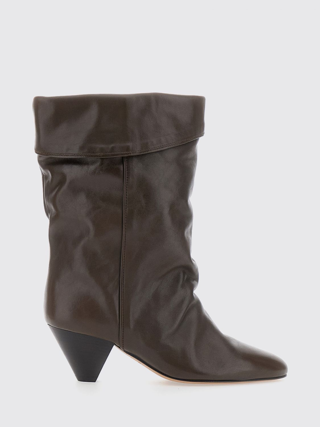 ISABEL MARANT Dalby Crinkled-Effect Leather Knee-High Boots with Cone Heel