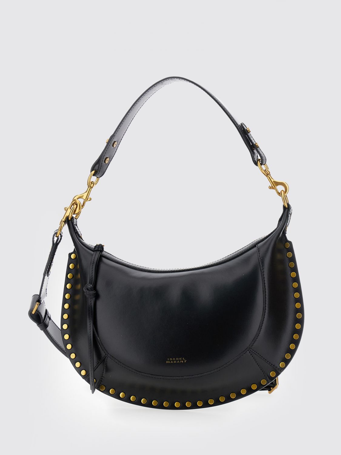 ISABEL MARANT Naoko Calfskin Leather Hobo Bag with Studs