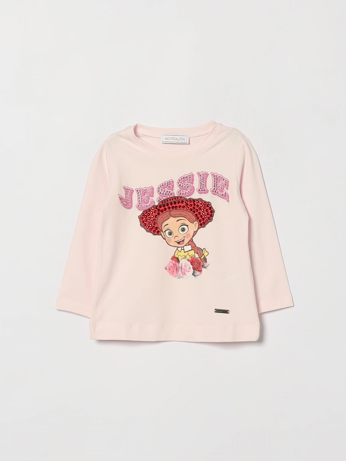 MONNALISA T-shirt a maniche lunghe da bambina in cotone con stampa Disney e strass