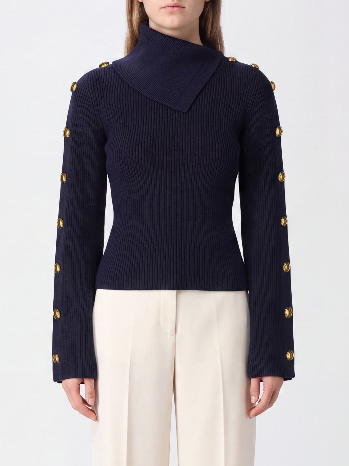 Elisabetta Franchi Slim Fit Viscose Jersey Turtleneck Jumper
