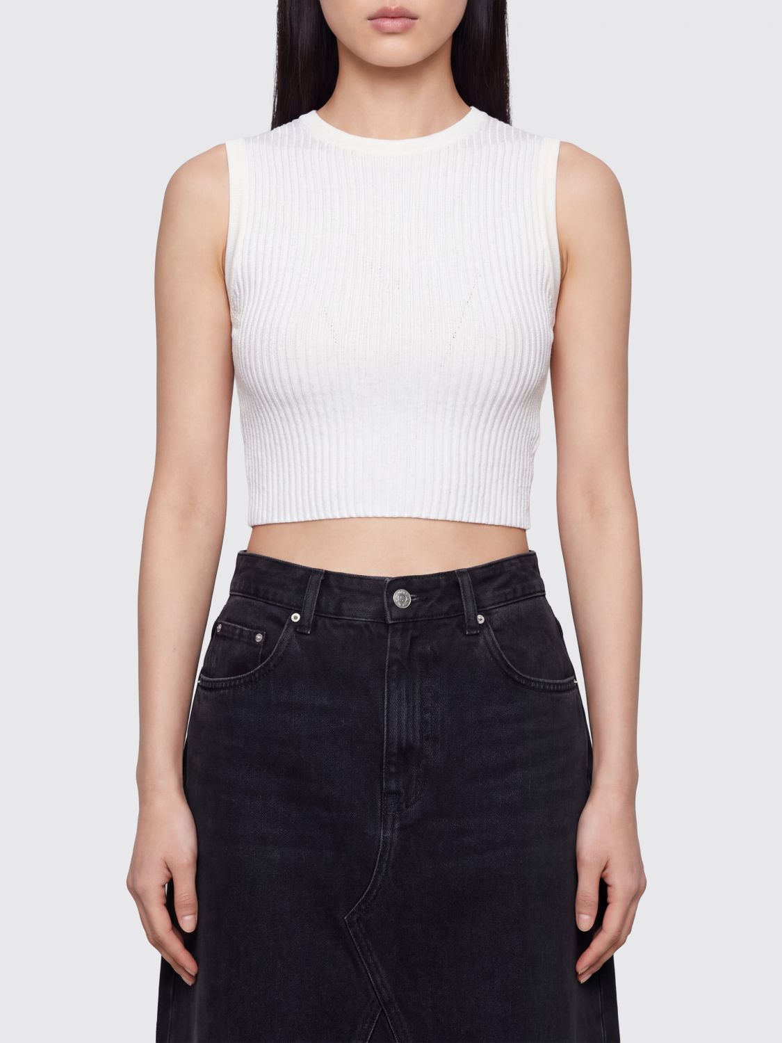 ELISABETTA FRANCHI Ärmelloses Slim-Fit-Top aus geripptem Viskosestrick