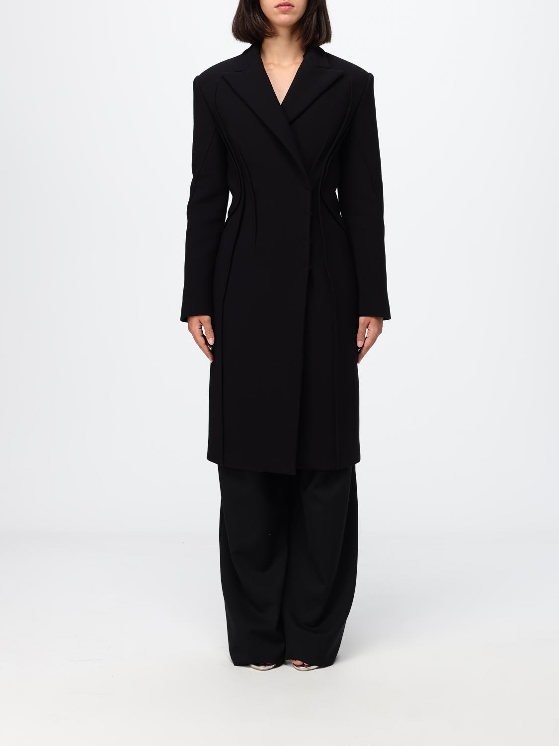 ELISABETTA FRANCHI Langer zweireihiger Slim-Fit-Mantel mit verdecktem Verschluss