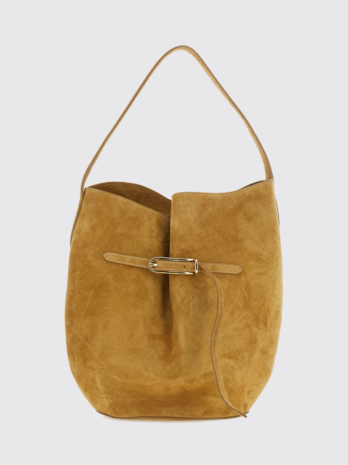 LIFFNER Suede Leather Bucket Bag with Adjustable Drawstrings