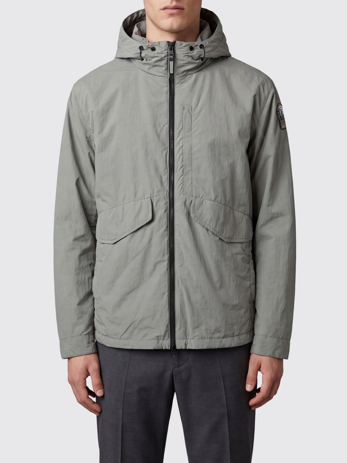 PARAJUMPERS Hooded Windbreaker Jacket in Nylon and Cotton with Patch Pockets