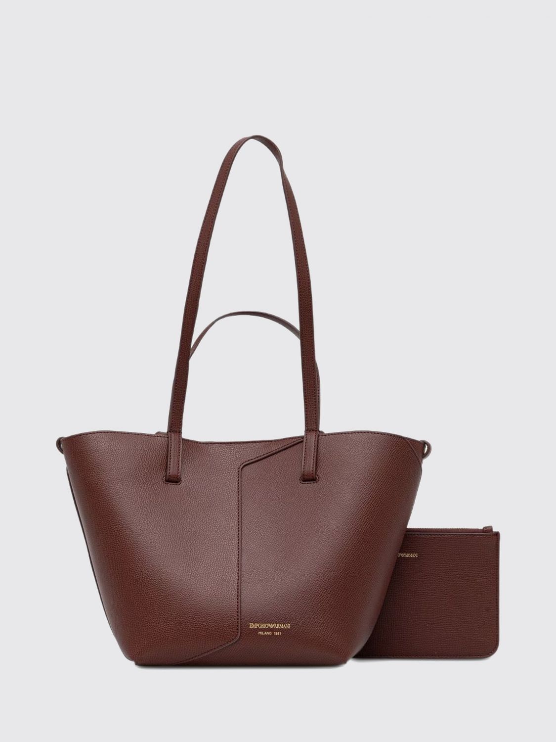 EMPORIO ARMANI 1981 Bovine Leather Tote Bag with Removable Pouch EMPORIO ARMANI 1981 Bovine Leather Tote Bag with Removable Pouch