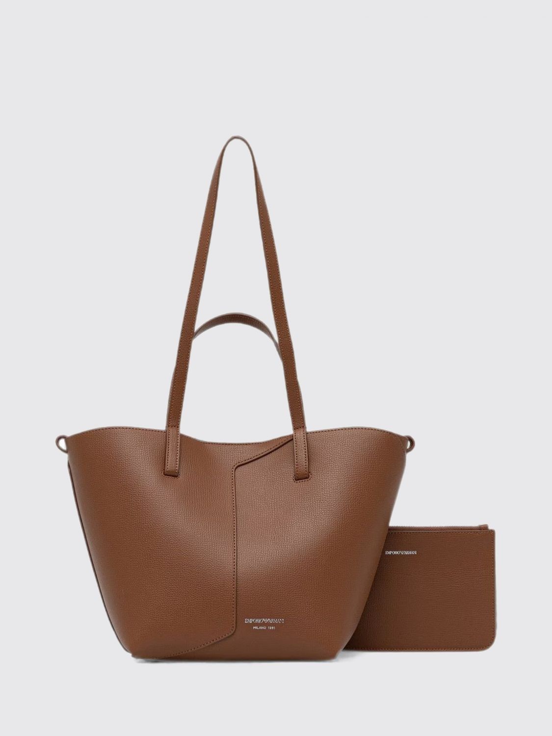 EMPORIO ARMANI 1981 Bovine Leather Tote Bag with Removable Pouch EMPORIO ARMANI 1981 Bovine Leather Tote Bag with Removable Pouch