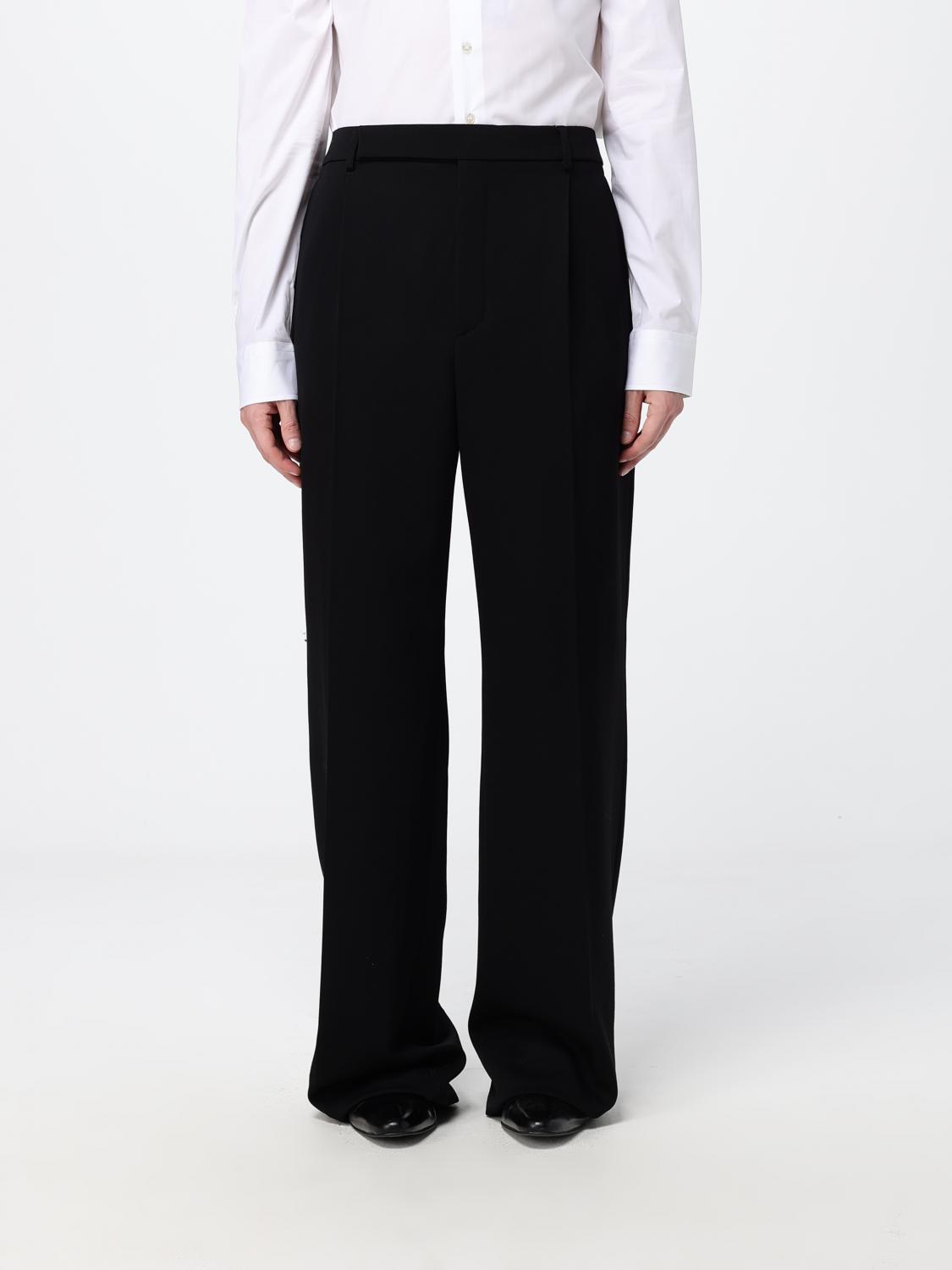 SAINT LAURENT Wide-Leg Wool Tailored Trousers with a Mid-Rise Waist