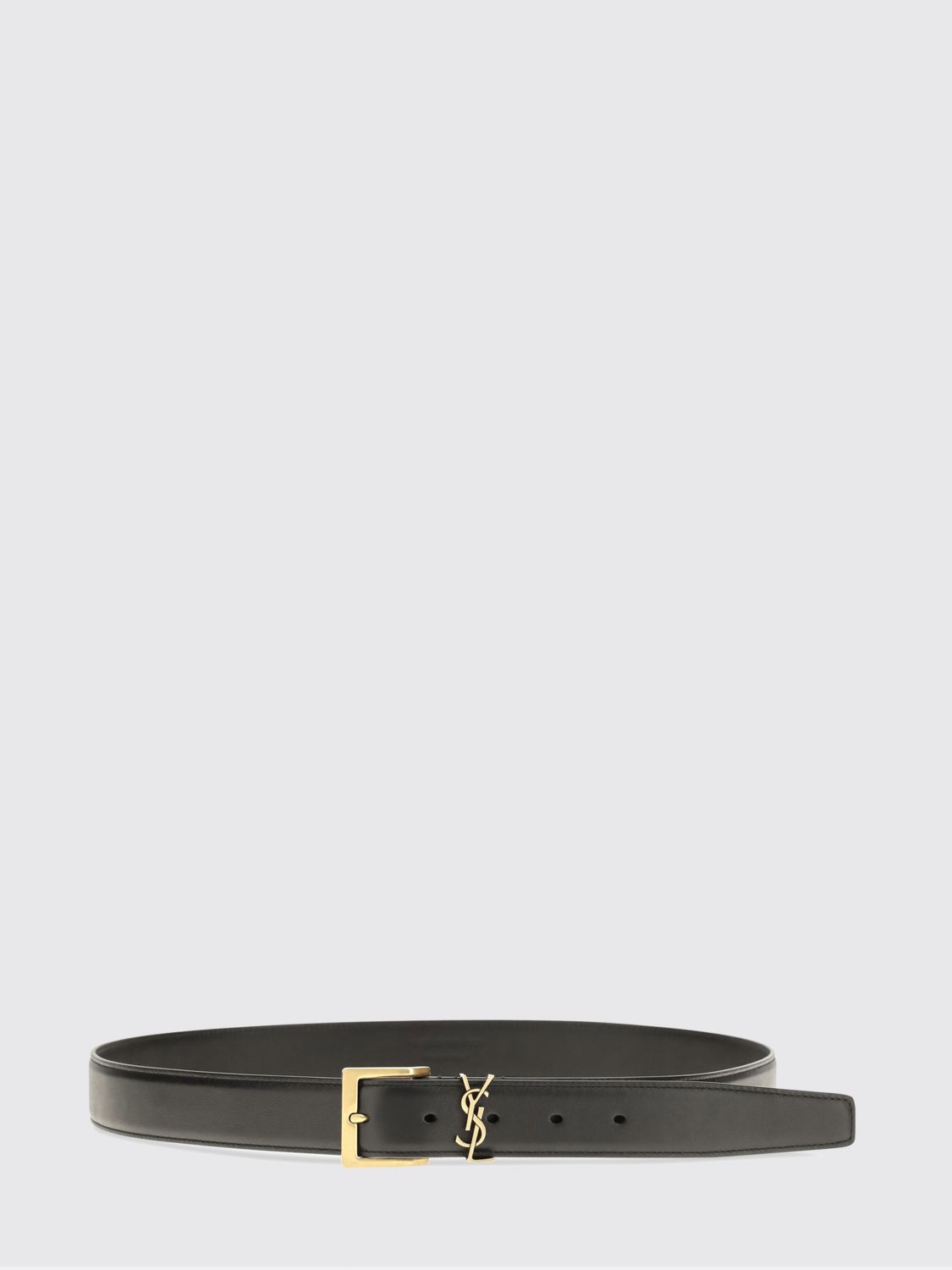 Saint Laurent Monogram Buckle Belt in Smooth Calf Leather