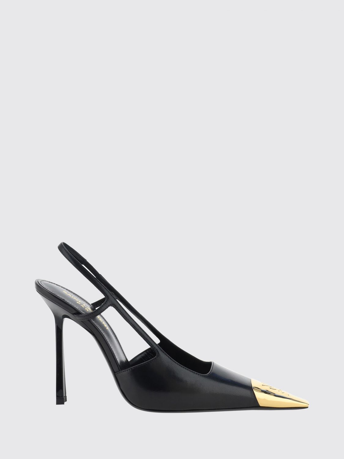 Saint Laurent Jeanne High-Heel Slingback Pumps in Leather with a Metal Toe