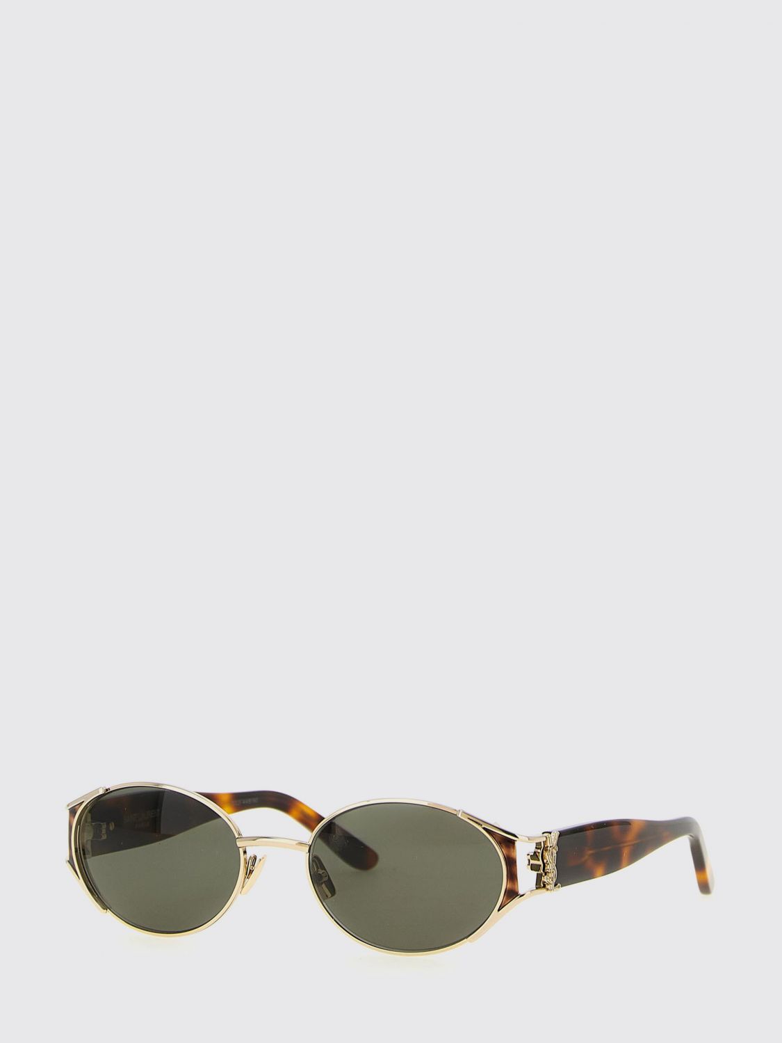 Saint Laurent Oval Tortoiseshell Acetate Sunglasses with YSL Monogram · OS
