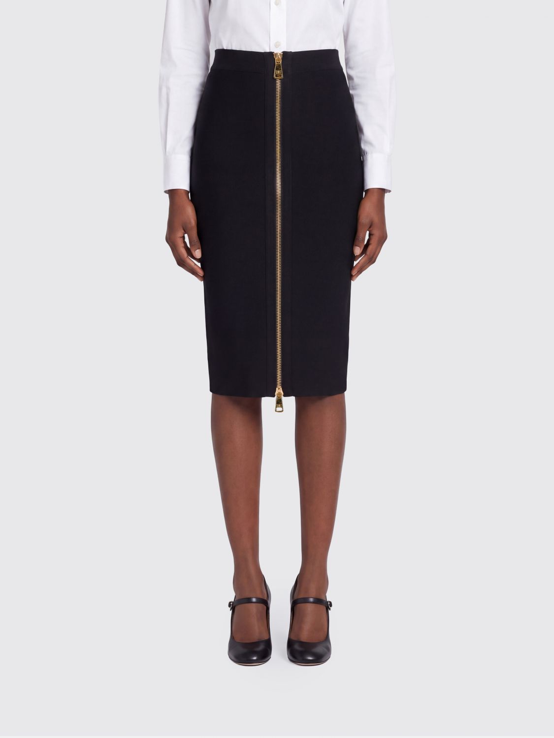 ELISABETTA FRANCHI High-Waisted Midi Pencil Skirt in Jersey