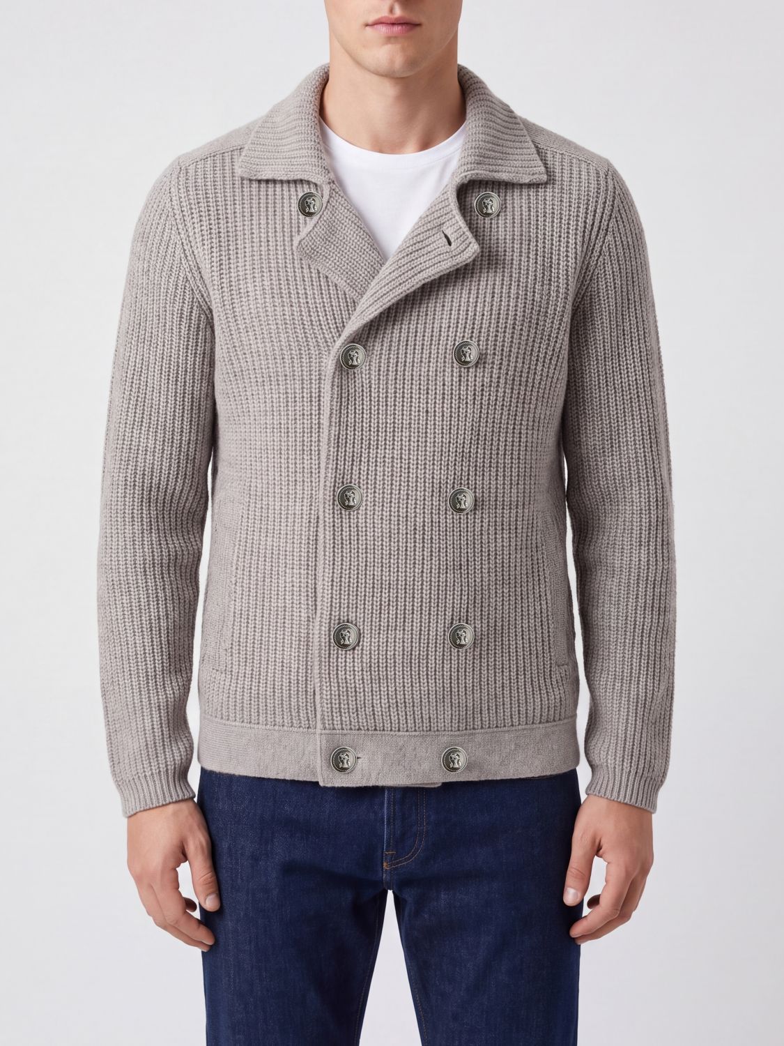 BRUNELLO CUCINELLI Double-Breasted Cardigan in Pure Cashmere