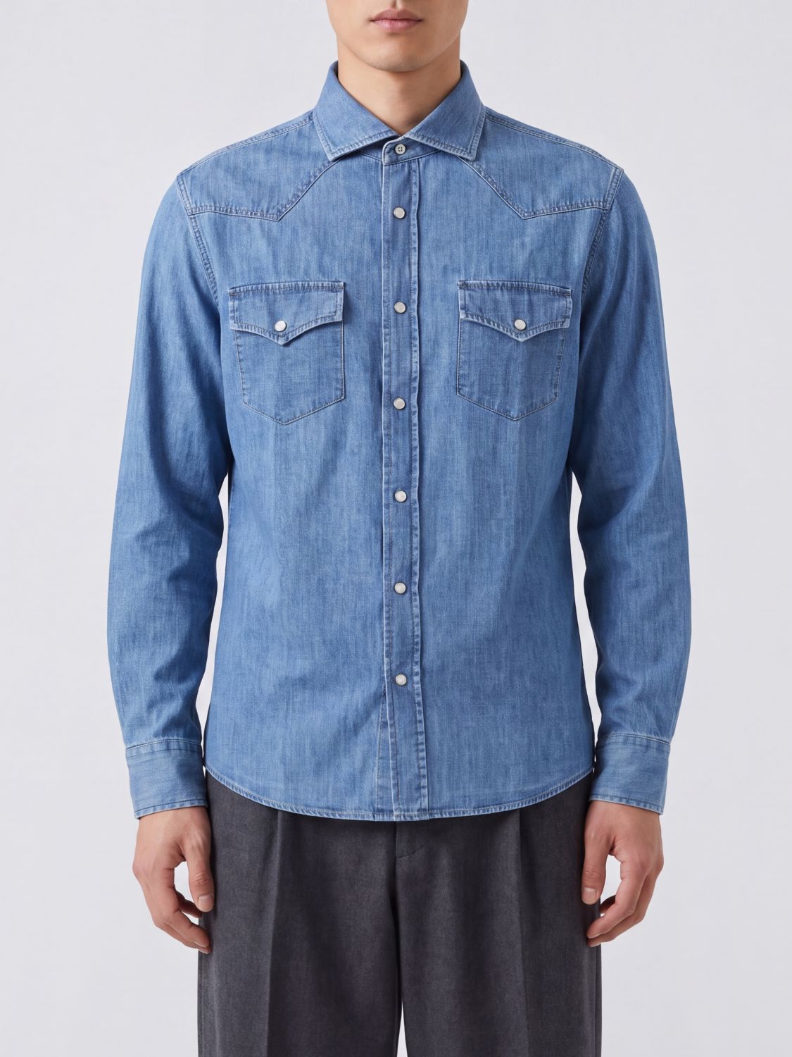 BRUNELLO CUCINELLI Camicia Uomo colore Denim
