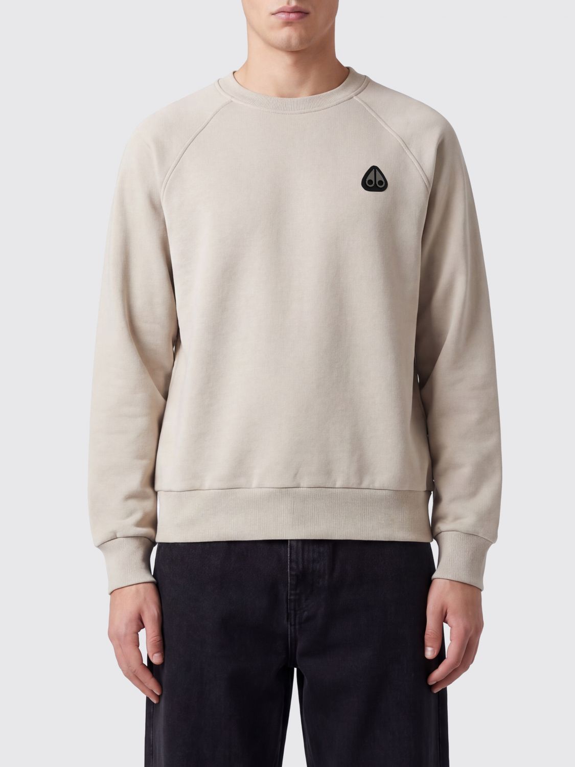 MOOSE KNUCKLES Crew Neck Cotton Jumper with Contrast Logo