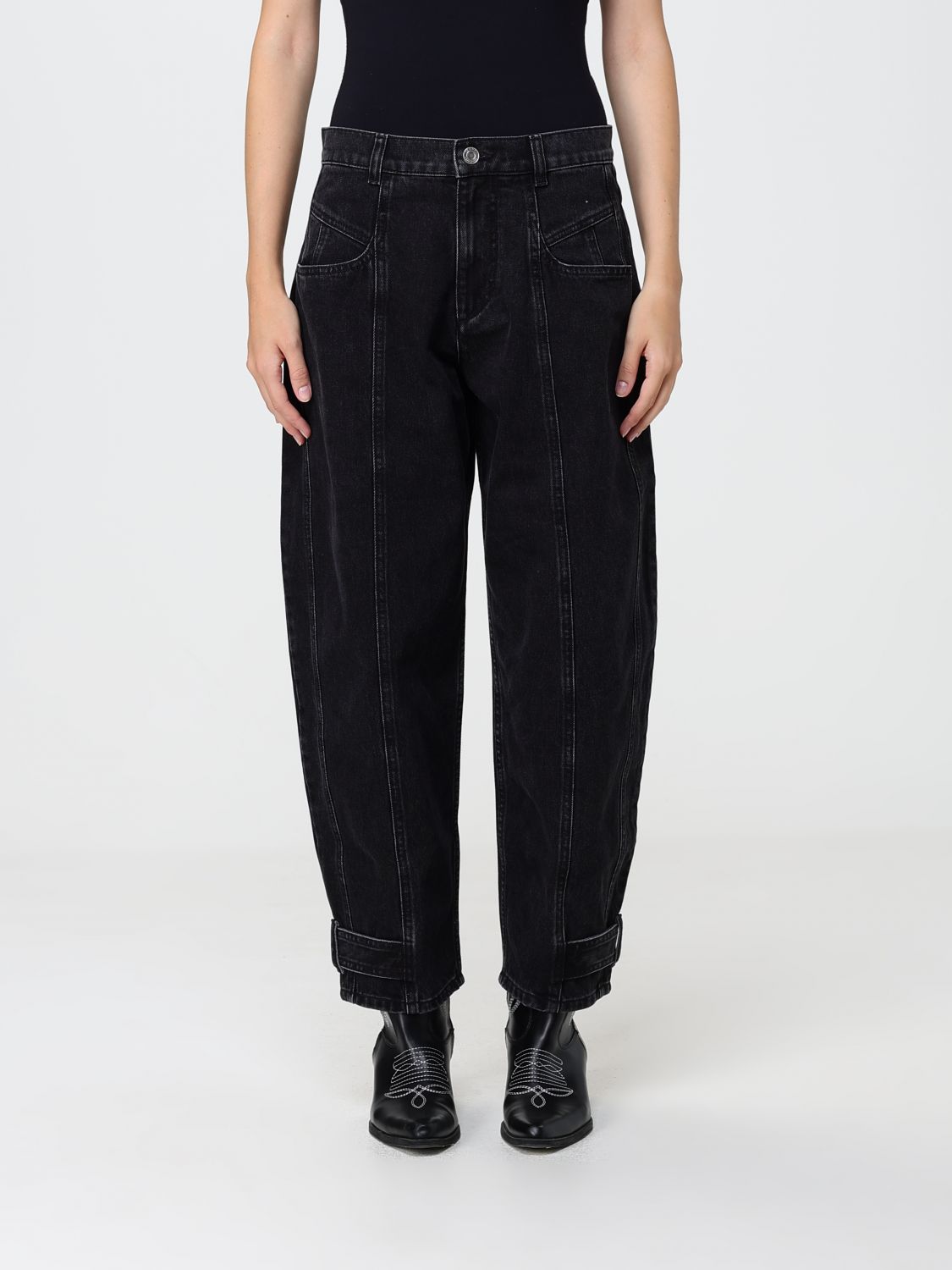 ISABEL MARANT Jeans baggy Leja in denim di cotone a vita media