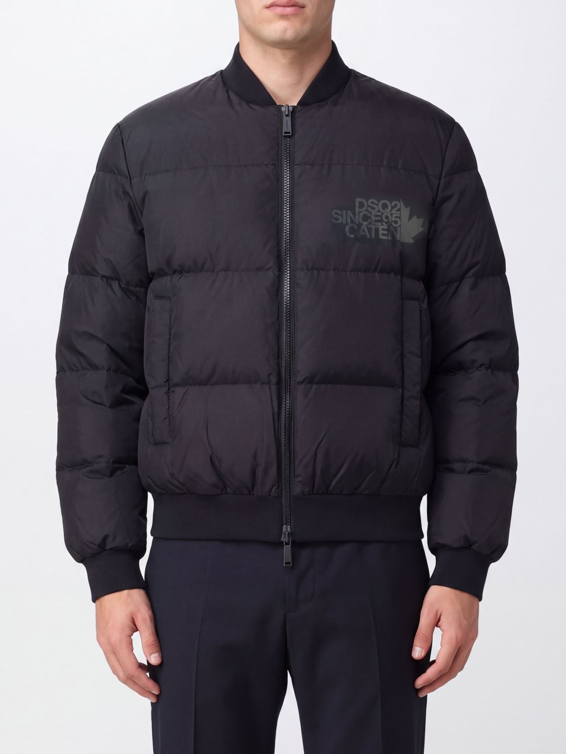 Dsquared2 Easy Quilted Nylon Bomber Jacket with Ribbed Collar · 54