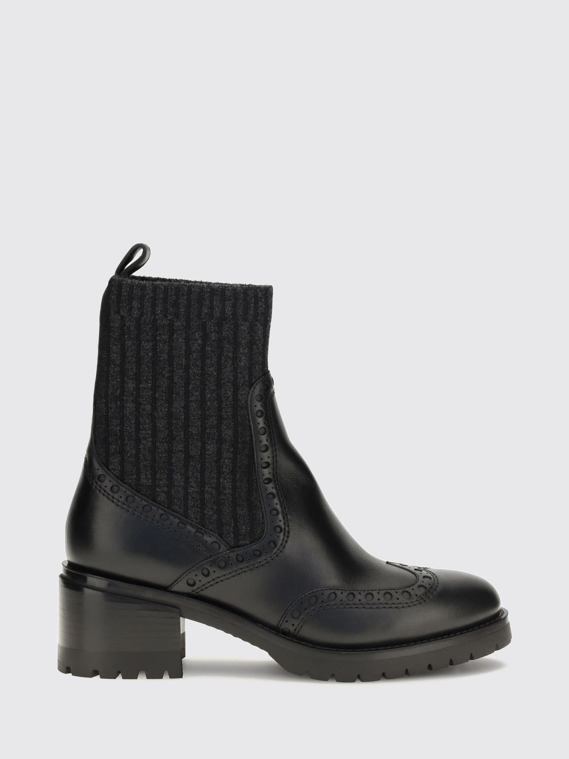 SANTONI Chelsea-Stiefel aus Kalbsleder mit Gummiprofilsohle