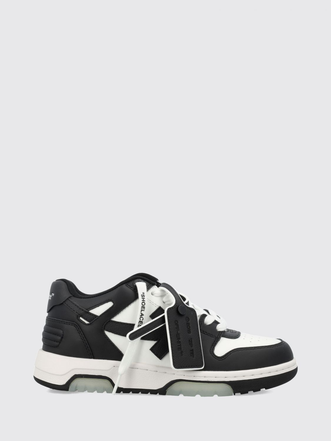 Off-White Zweifarbige Leder-Low-Top-Sneaker Out Of Office mit Logo