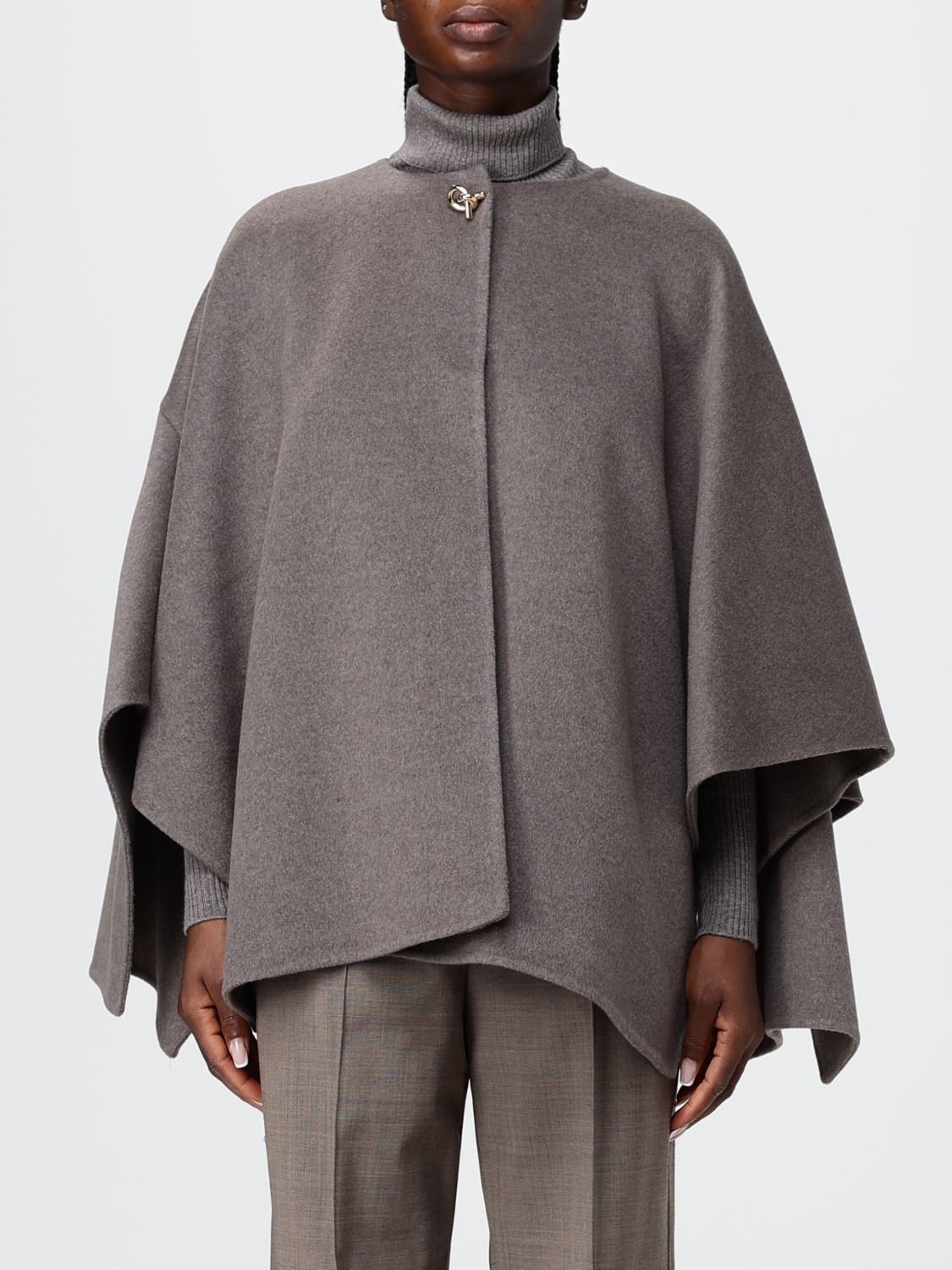 Fabiana Filippi Asymmetrical Wool and Cashmere Short Cape · M
