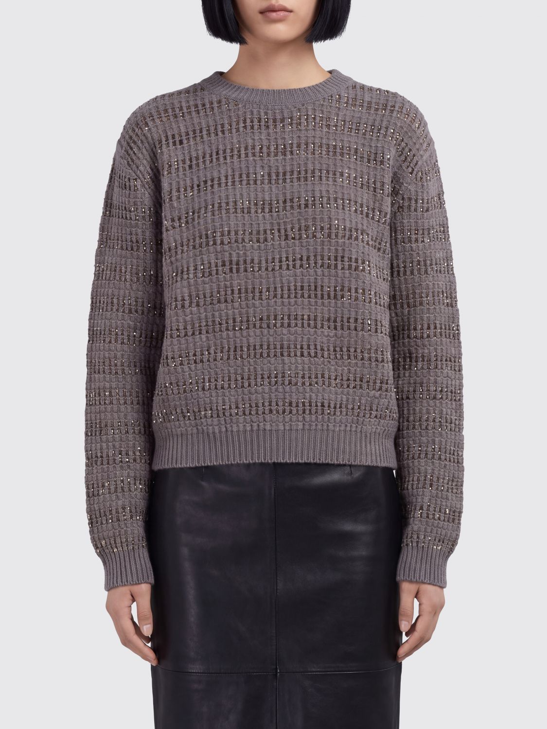 Fabiana Filippi Wool and Alpaca Blend Crew-Neck Jumper with Sequin Embroidery