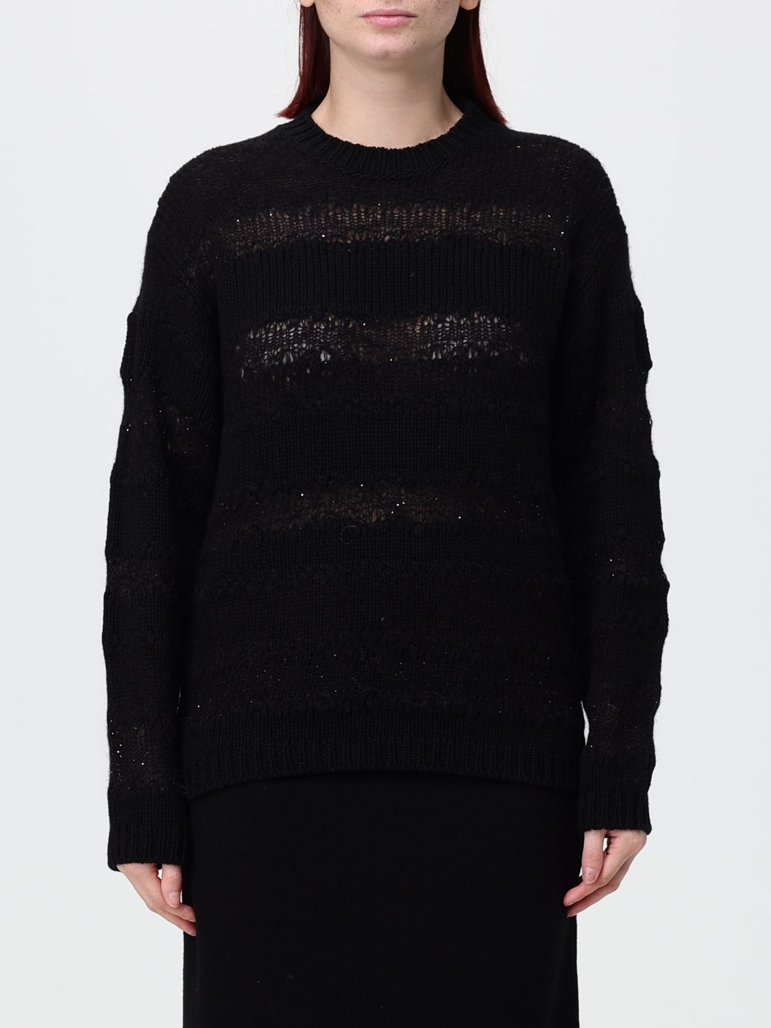 Fabiana Filippi Crewneck Jumper in Virgin Wool Silk and Cashmere Blend