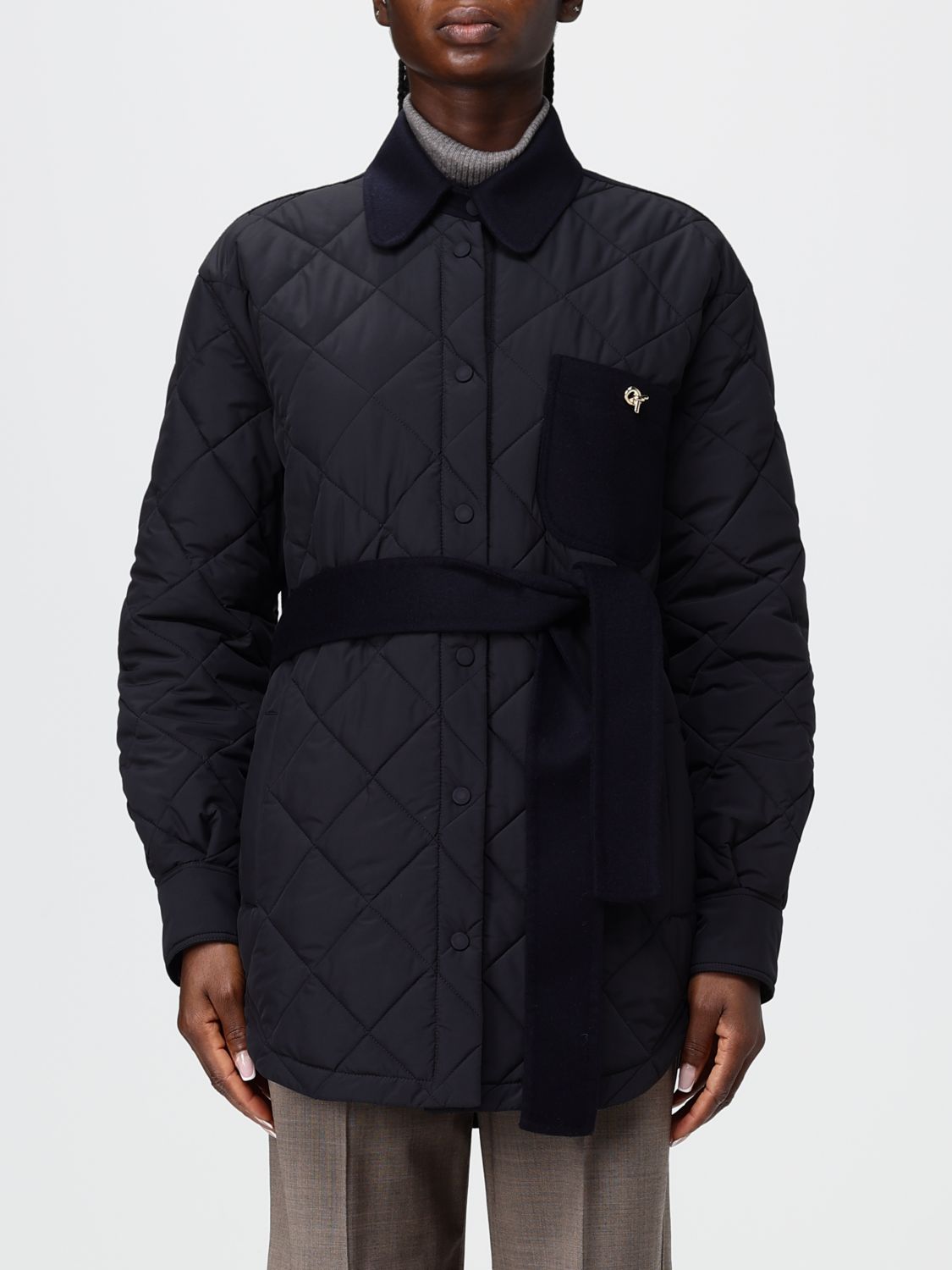 Fabiana Filippi Quilted Polyester Shirt Jacket with Waist Belt · 40