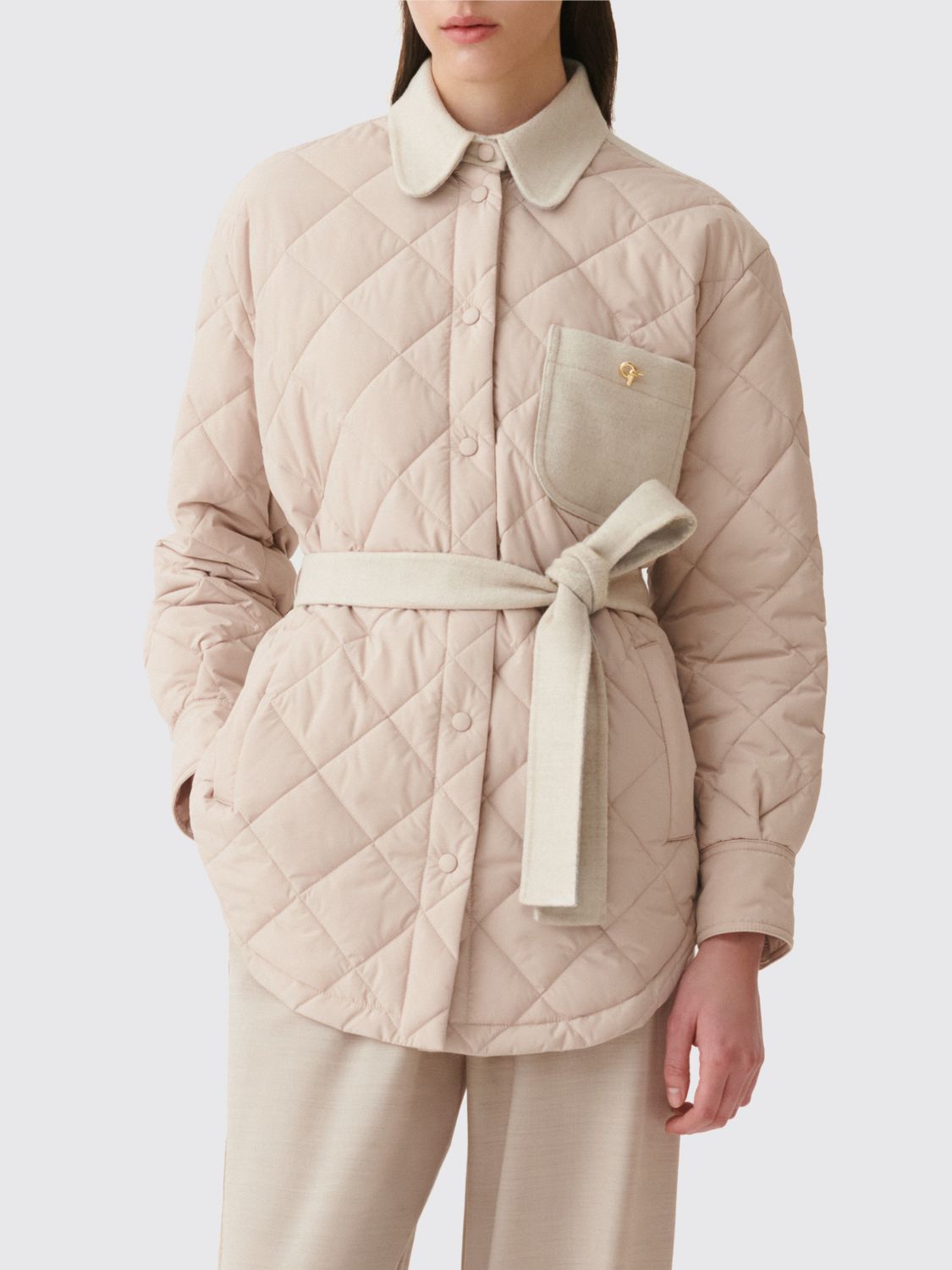 FABIANA FILIPPI Gesteppte Hemdjacke aus Polyester mit Taillengürtel