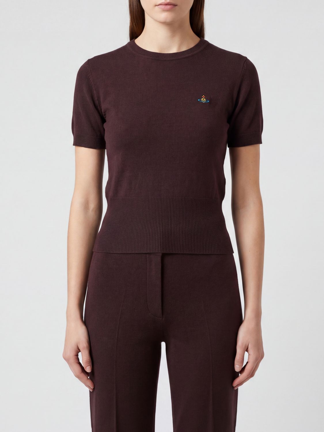 VIVIENNE WESTWOOD Kurzärmeliger Slim-Fit Wollpullover mit Orb-Logo