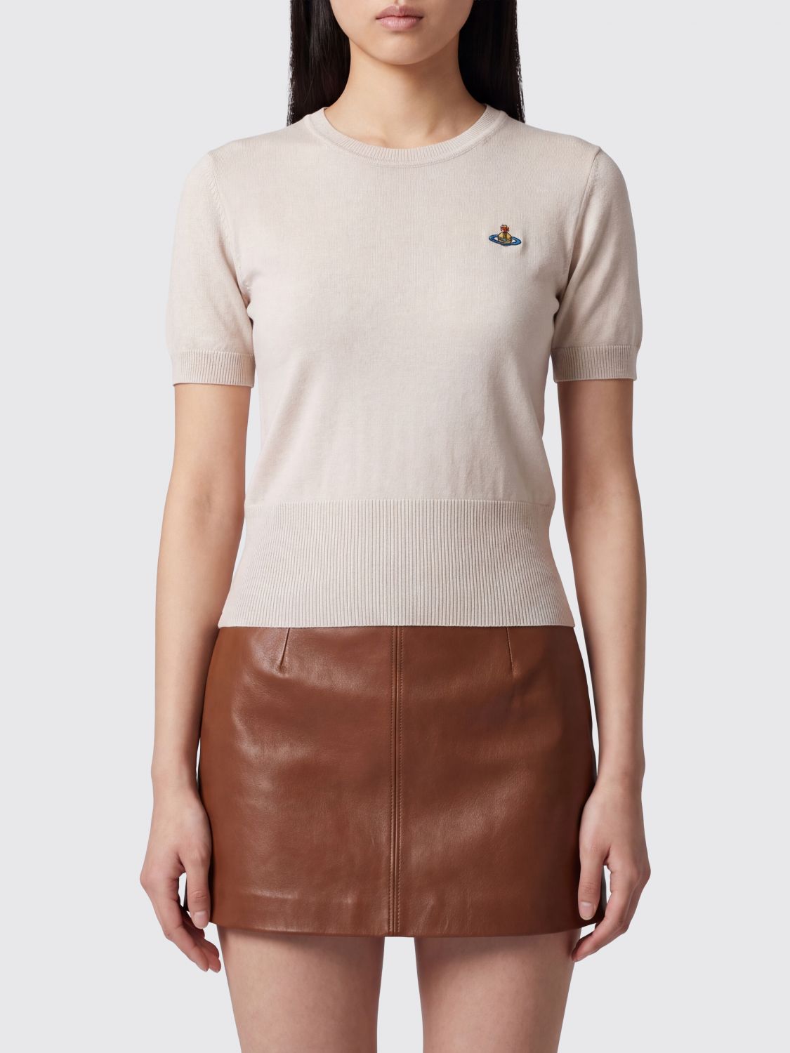 VIVIENNE WESTWOOD Kurzärmeliger Slim-Fit Wollpullover mit Orb-Logo