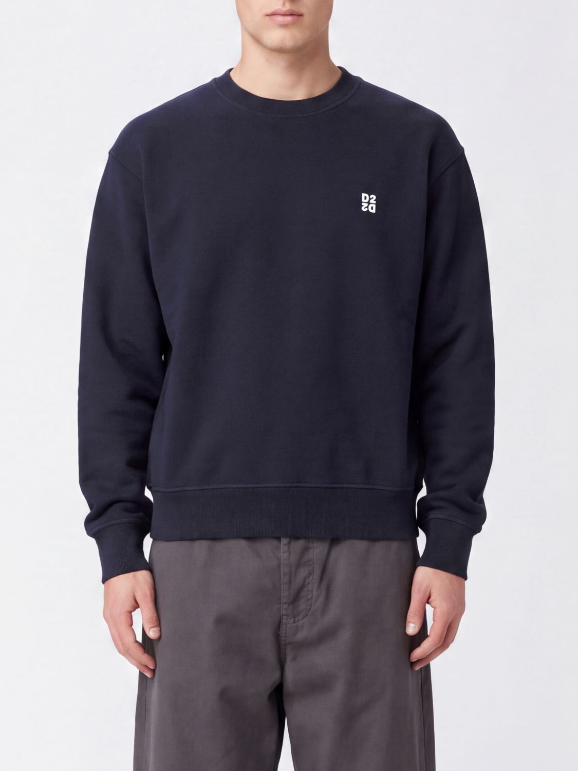 DSQUARED2 Long-Sleeved Crewneck Cotton Sweatshirt with Contrast Logo