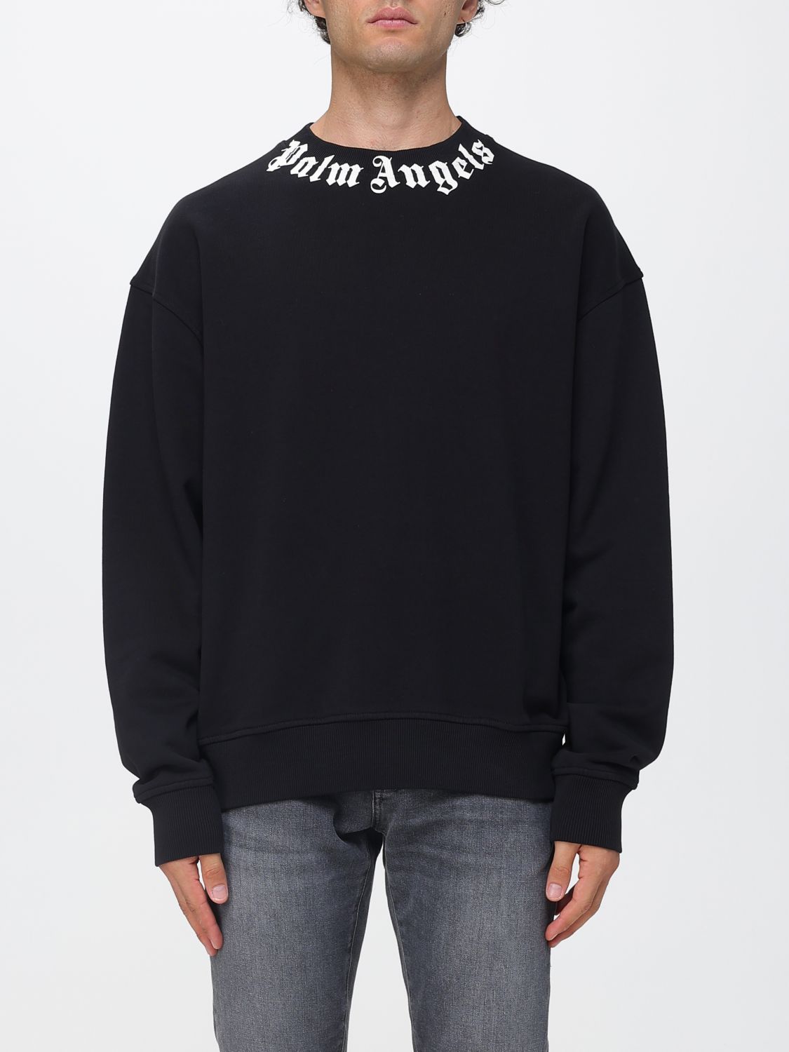 Palm Angels Relaxed Fit Cotton Crewneck Sweatshirt with Logo Print