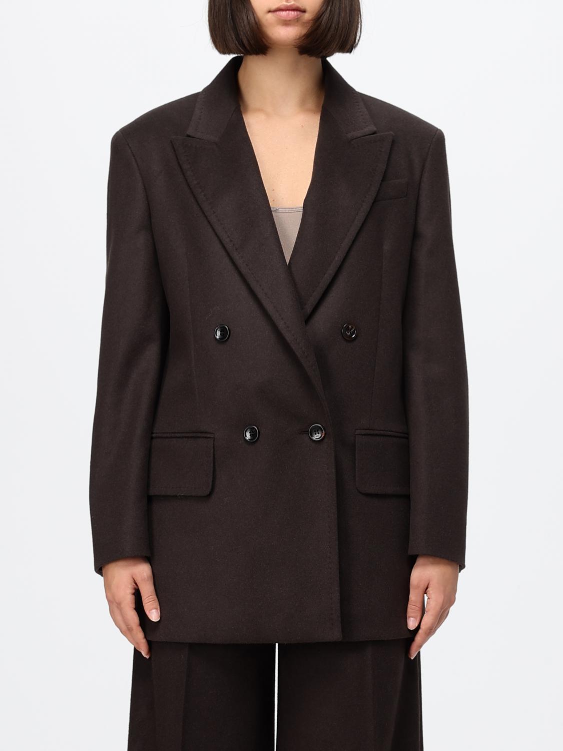 MAX MARA Blazer doppiopetto in pura lana vergine con rever a lancia e chiusura con bottoni