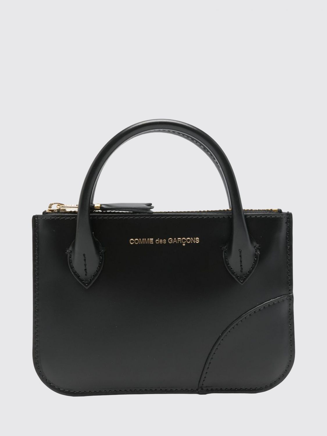 COMME DES GARÇONS WALLET Kalbslederbrieftasche mit Reißverschluss und foliertem Logo