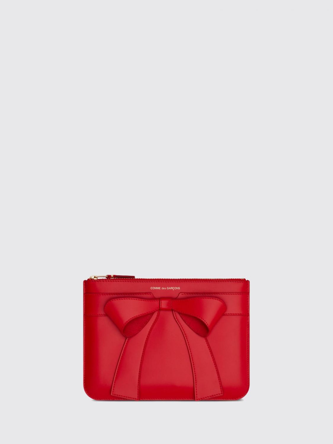 Comme Des Garçons Wallet Large Leather Wallet With Bow Print In Red