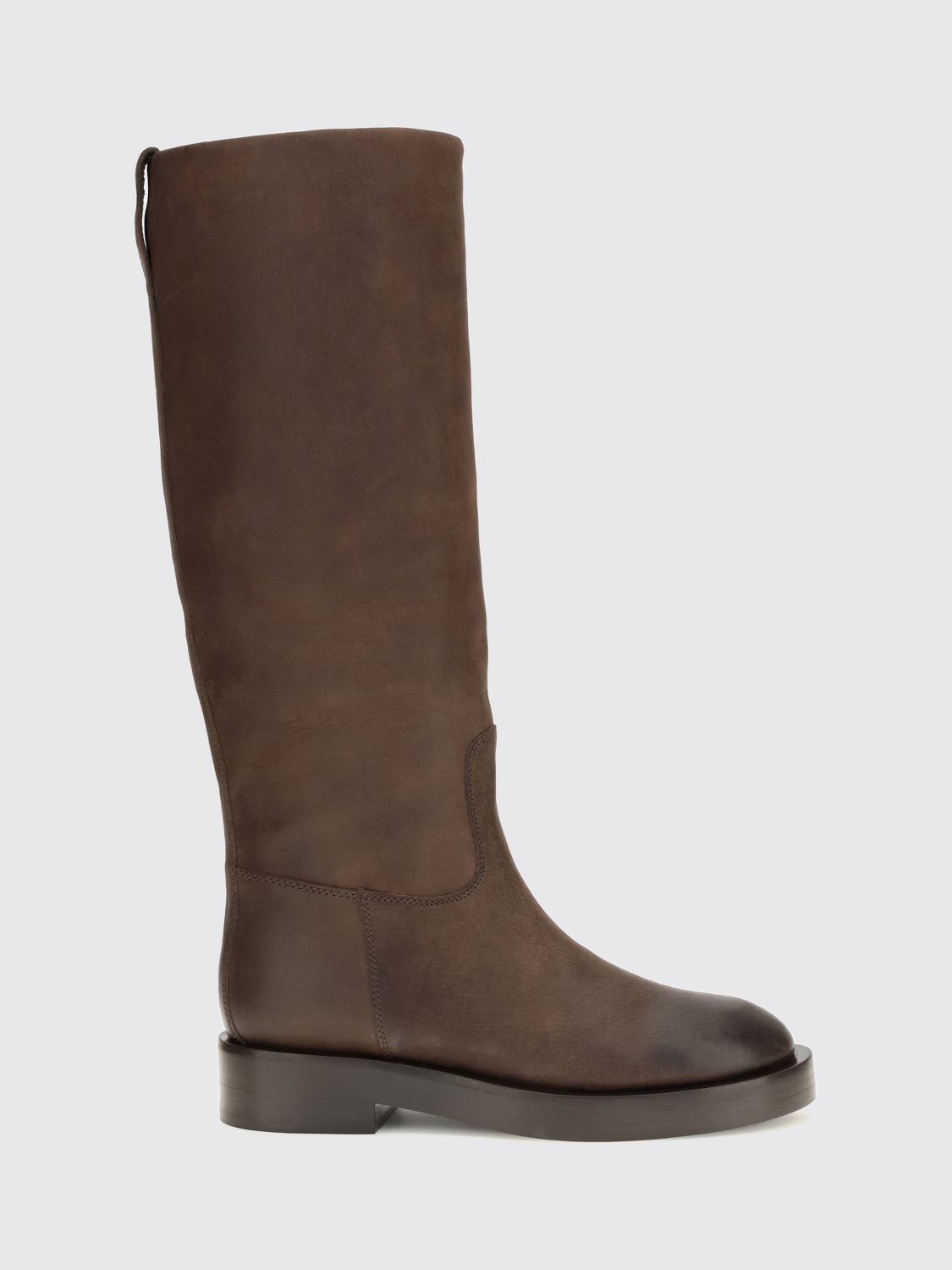 PARIS TEXAS Knee-High Smooth Calf Leather Boots with Low Heel