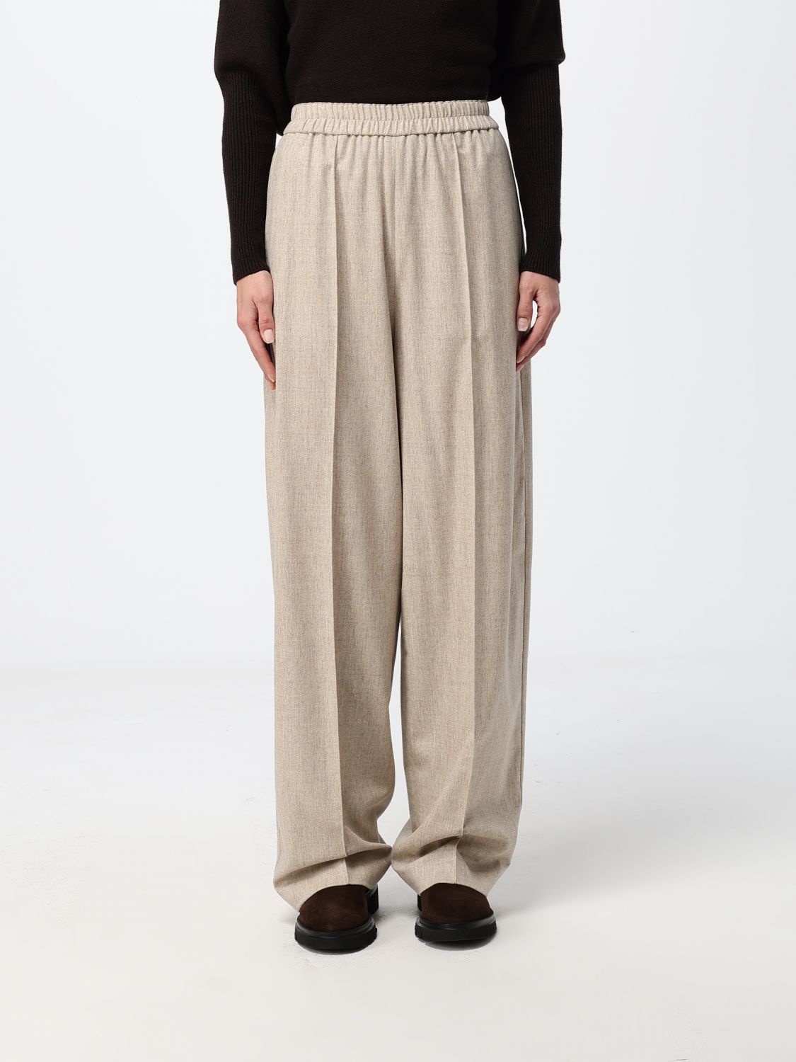 Fabiana Filippi Straight-Leg Wool Trousers with Elasticated Mid-Rise Waist