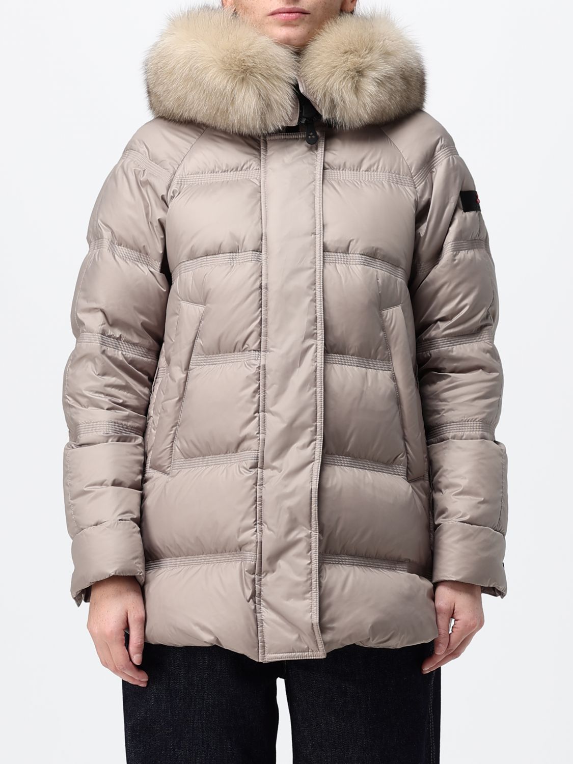 PEUTEREY Quilted Nylon Short Puffer Jacket with Shearling Hood PEUTEREY Quilted Nylon Short Puffer Jacket with Shearling Hood
