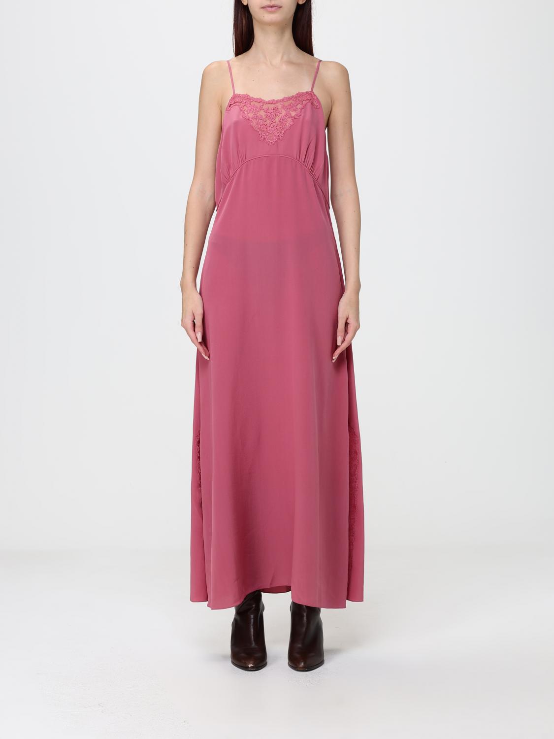 CHLOÉ Silk Midi Slip Dress with Lace Inserts and Thin Straps CHLOÉ Silk Midi Slip Dress with Lace Inserts and Thin Straps